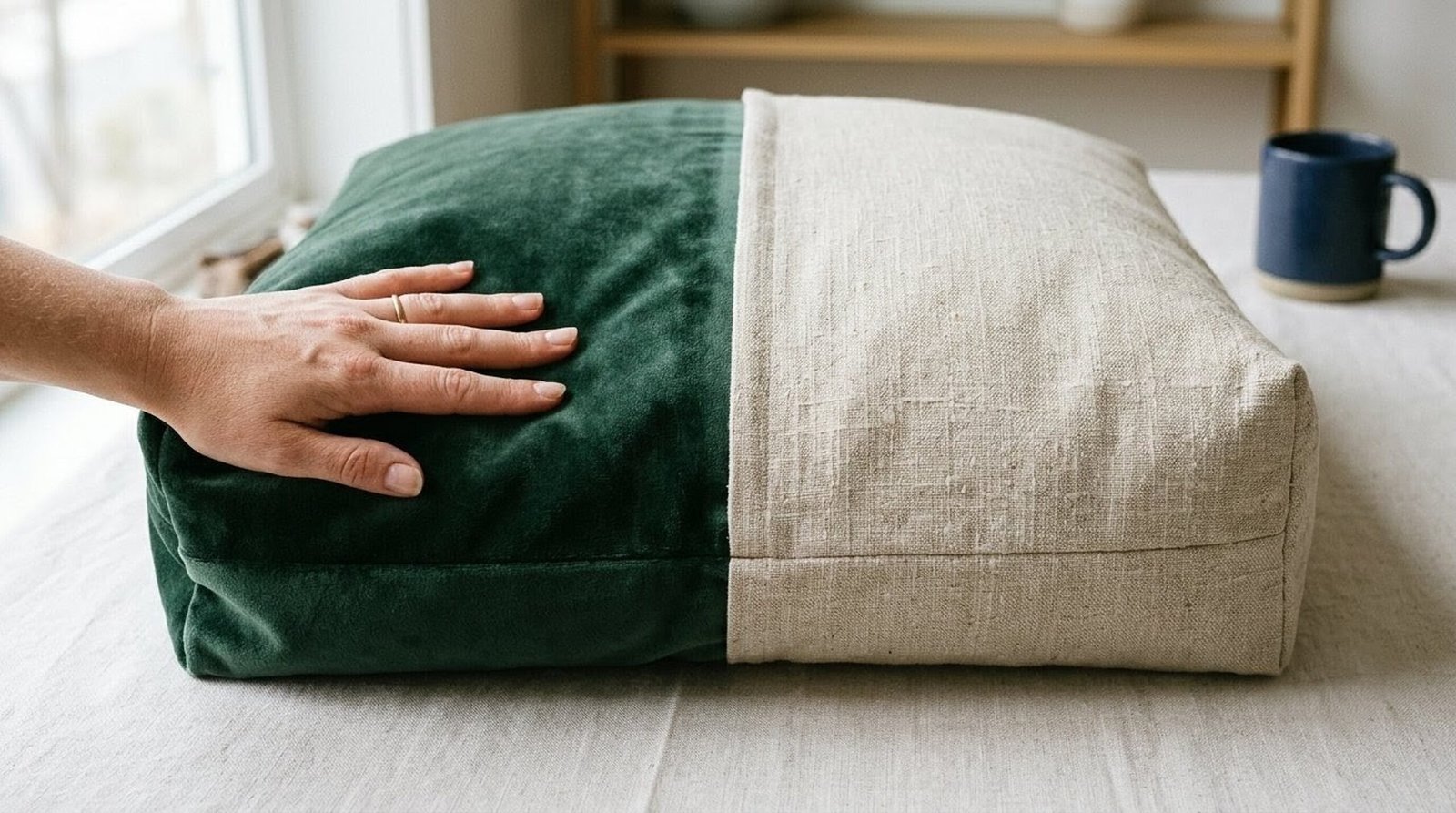 Close-up of the Olloy bed cover fabric